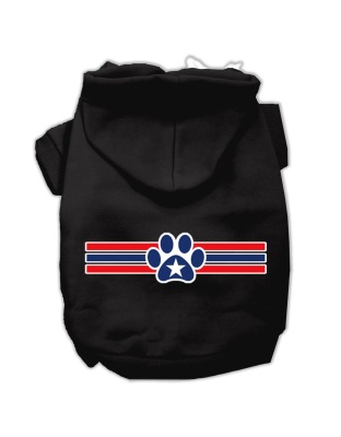 Patriotic Star Paw Screen Print Pet Hoodies Black Size Lg