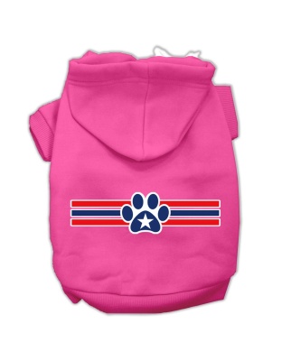 Patriotic Star Paw Screen Print Pet Hoodies Bright Pink Size L