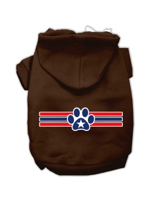 Patriotic Star Paw Screen Print Pet Hoodies Brown Size Lg