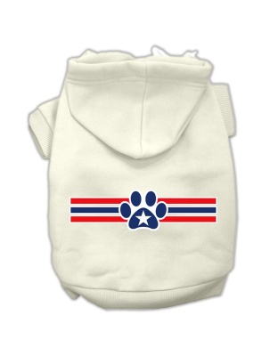 Patriotic Star Paw Screen Print Pet Hoodies Cream Size L