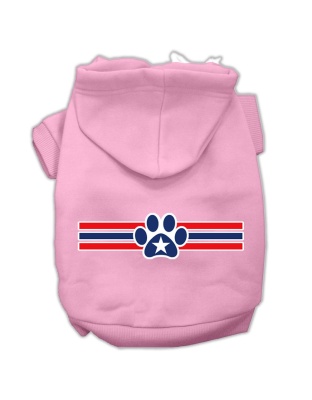 Patriotic Star Paw Screen Print Pet Hoodies Light Pink Size L
