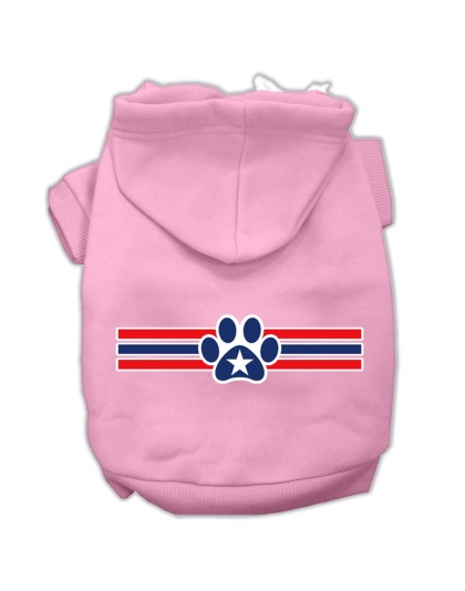 Patriotic Star Paw Screen Print Pet Hoodies Light Pink Size L