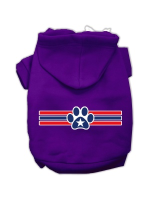 Patriotic Star Paw Screen Print Pet Hoodies Purple Size L