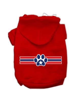 Patriotic Star Paw Screen Print Pet Hoodies Red Size L