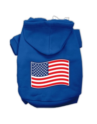 Paws and Stripes Screen Print Pet Hoodies Blue Size Lg