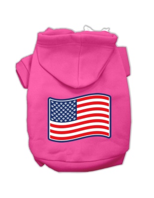 Paws and Stripes Screen Print Pet Hoodies Bright Pink Size L