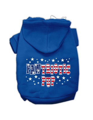 Pawtriotic Pup Screen Print Pet Hoodies Blue Size Lg