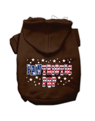 Pawtriotic Pup Screen Print Pet Hoodies Brown Size Lg