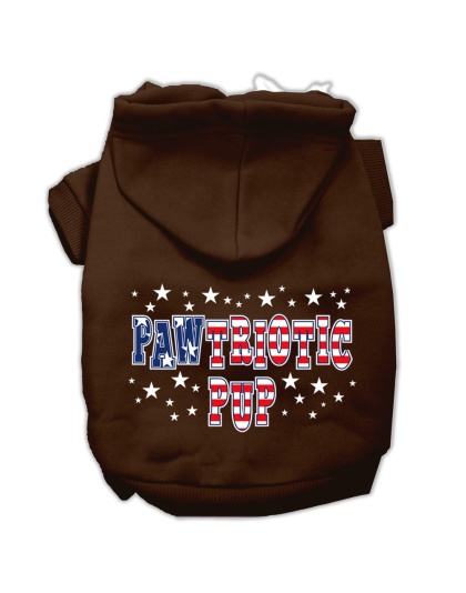 Pawtriotic Pup Screen Print Pet Hoodies Brown Size Lg