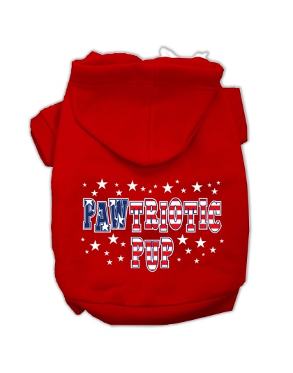 Pawtriotic Pup Screen Print Pet Hoodies Red Size L