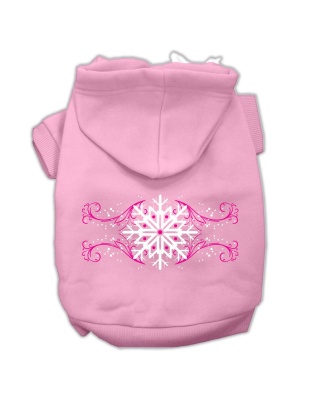 Pink Snowflake Swirls Screenprint Pet Hoodies Light Pink Size L