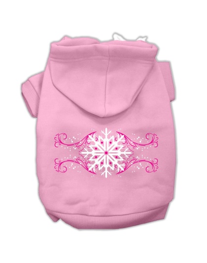 Pink Snowflake Swirls Screenprint Pet Hoodies Light Pink Size L