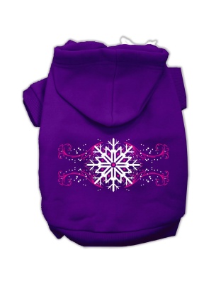 Pink Snowflake Swirls Screenprint Pet Hoodies Purple Size L