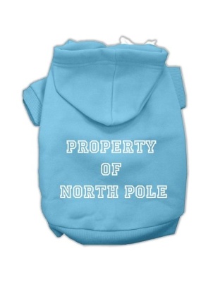 Property of North Pole Screen Print Pet Hoodies Baby Blue Size L