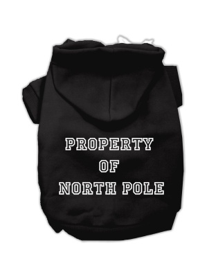 Property of North Pole Screen Print Pet Hoodies Black Size L