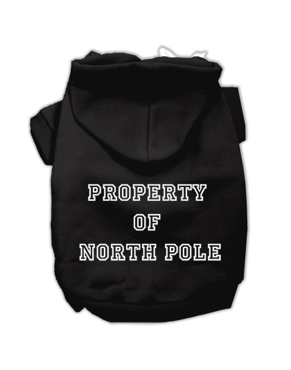 Property of North Pole Screen Print Pet Hoodies Black Size L