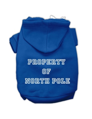 Property of North Pole Screen Print Pet Hoodies Blue Size L