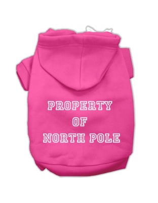 Property of North Pole Screen Print Pet Hoodies Bright Pink Size L