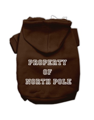 Property of North Pole Screen Print Pet Hoodies Brown Size L