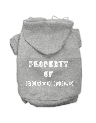 Property of North Pole Screen Print Pet Hoodies Grey Size L