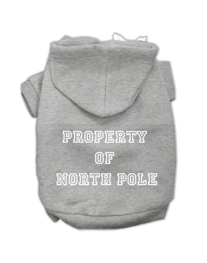 Property of North Pole Screen Print Pet Hoodies Grey Size L