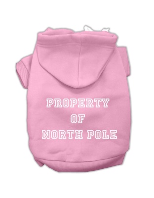 Property of North Pole Screen Print Pet Hoodies Pink Size L