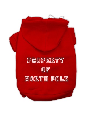 Property of North Pole Screen Print Pet Hoodies Red Size L