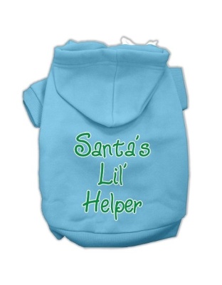 Santa's Lil' Helper Screen Print Pet Hoodies Baby Blue Size Lg