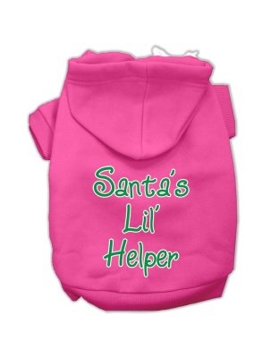 Santa's Lil' Helper Screen Print Pet Hoodies Bright Pink Size Lg