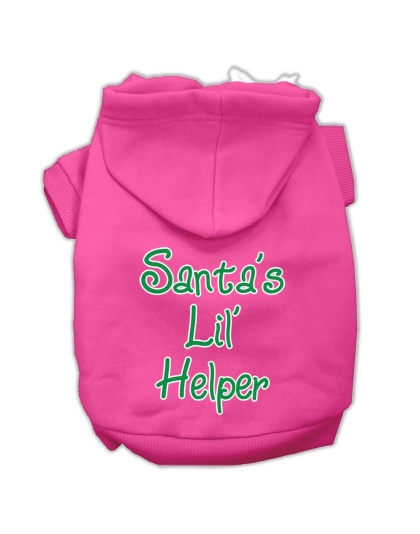 Santa's Lil' Helper Screen Print Pet Hoodies Bright Pink Size Lg