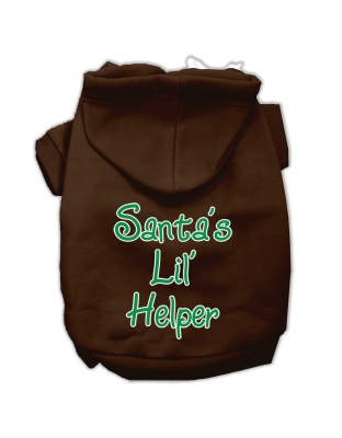 Santa's Lil' Helper Screen Print Pet Hoodies Brown Size Lg