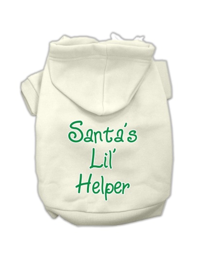 Santa's Lil' Helper Screen Print Pet Hoodies Cream Size Lg