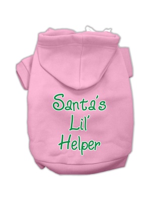 Santa's Lil' Helper Screen Print Pet Hoodies Light Pink Size Lg