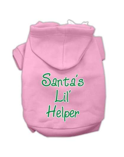 Santa's Lil' Helper Screen Print Pet Hoodies Light Pink Size Lg