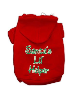 Santa's Lil' Helper Screen Print Pet Hoodies Red Size Lg