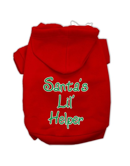Santa's Lil' Helper Screen Print Pet Hoodies Red Size Lg