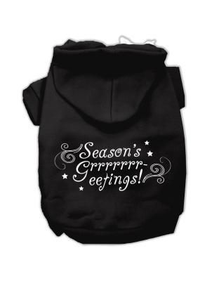 Seasons Greetings Screen Print Pet Hoodies Black Size L
