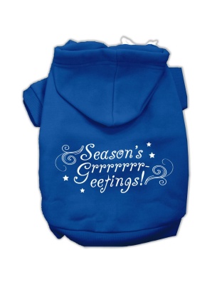 Seasons Greetings Screen Print Pet Hoodies Blue Size L
