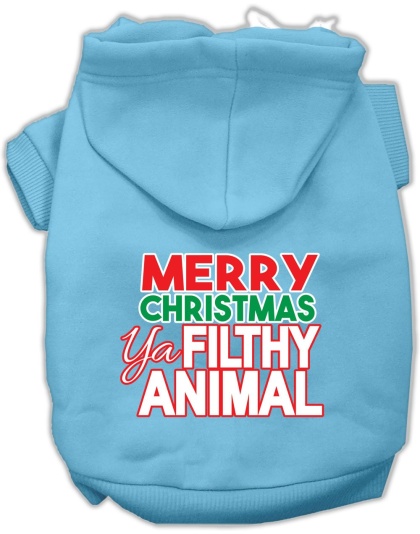 Ya Filthy Animal Screen Print Pet Hoodie Baby Blue Lg