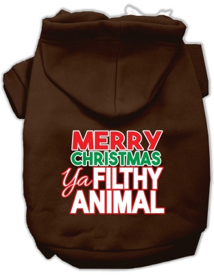 Ya Filthy Animal Screen Print Pet Hoodie Brown Lg