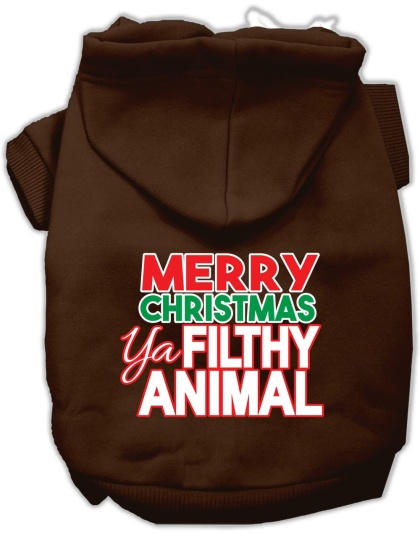 Ya Filthy Animal Screen Print Pet Hoodie Brown Lg