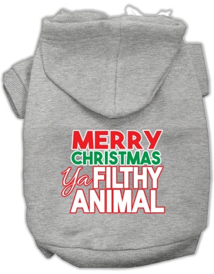 Ya Filthy Animal Screen Print Pet Hoodie Grey Lg