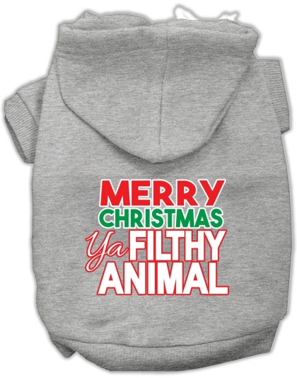 Ya Filthy Animal Screen Print Pet Hoodie Grey Lg