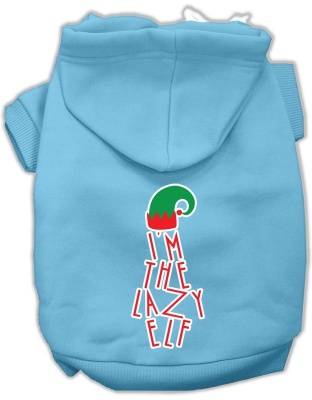 Lazy Elf Screen Print Pet Hoodie Baby Blue Lg