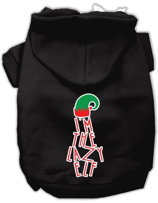 Lazy Elf Screen Print Pet Hoodie Black Lg