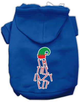 Lazy Elf Screen Print Pet Hoodie Blue Lg