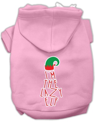Lazy Elf Screen Print Pet Hoodie Light Pink Lg