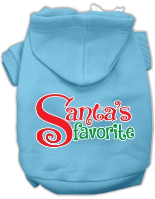 Santa's Favorite Screen Print Pet Hoodie Baby Blue Lg
