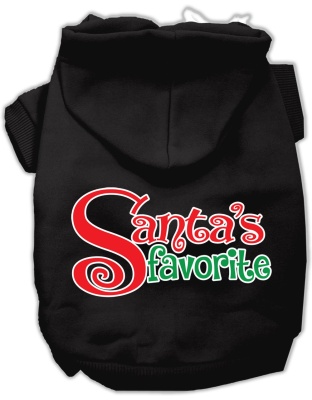 Santa's Favorite Screen Print Pet Hoodie Black Lg