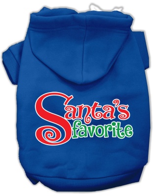 Santa's Favorite Screen Print Pet Hoodie Blue Lg
